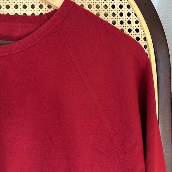 Max Mara Red Knitted Drop Waist Long Sleeves Dress Sz L Basic Luxury - Picture 5 of 9